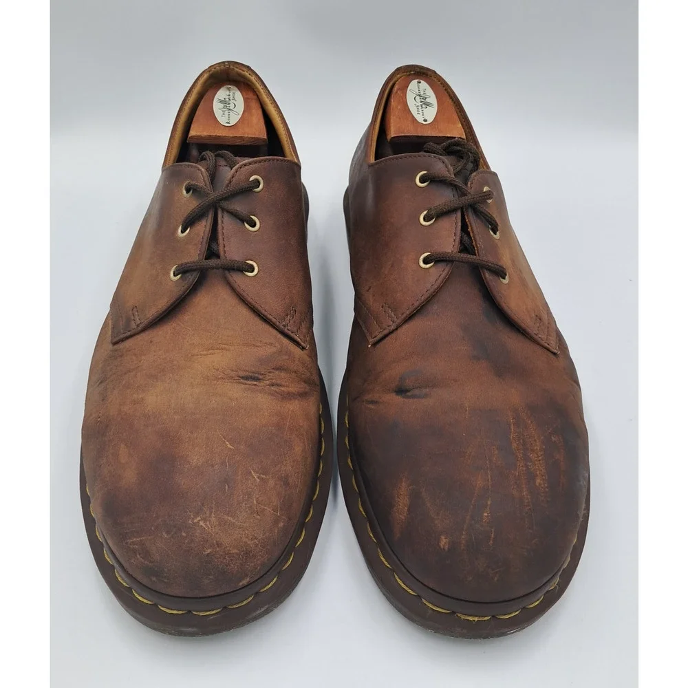 Size 13 - Dr Martens 1461 Brown Crazy Horse Leather Platform Oxford Shoes